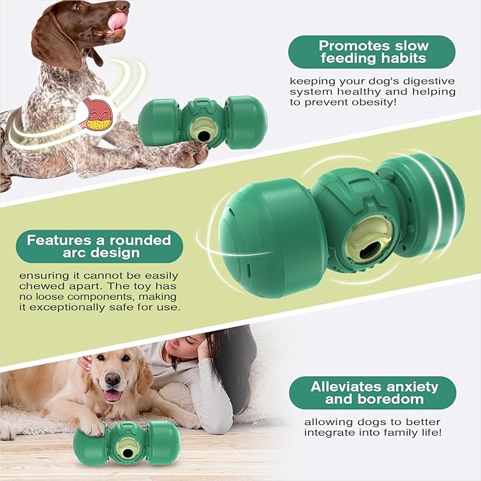 KADTC Extra-Large Size,Durable Rolling Giggle Dog Treat Dispenser Toy,U.S. Brand,Design,Indestructible Giggling Bone Slow Puzzle Feeder Food Dispensing Toys for Large Aggressive Chewers Breeds Dogs