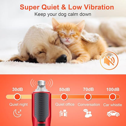 7-Speed Dog & Cat Nail Grinder with Light - Ring LED Safe to Avoid Overcut, Quiet Low Vibration & Powerful Fast, Cordless Rechargeable Toenail Trimmer for Small & Large Puppy & Breeds Paws(Red)