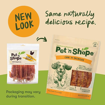 Pet 'n Shape Chik 'n Skewers - Chicken Wrapped Rawhide Chew Dog Treats - 1 Pound