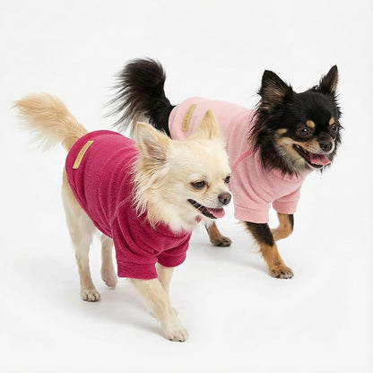 Fitwarm 3 Pack Classic Fleece Dog Sweater, Turtleneck Dog Sweatshirt, Dog Winter Clothes for Small Dogs Girl, Pet Pullover Jumper, Cat Apparel, Pink, Rose, Baby Pink, XL