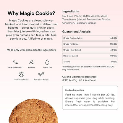 Pawco Dog Treats, Heart Health – Supports Heart Function & Vitality – Crunchy Dog Cookies with Peanut Butter, Apple & Taurine for Dogs – Functional & Healthy Rewards for Dogs – Magic Cookie – 8.8oz