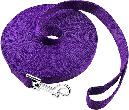 PETGOGO 15ft 20ft 30ft 40ft 50ft Long Dog/Puppy Lead Obedience Recall Training Dog Leashes for Small Medium Dogs Camping, Training, Play, or Backyard (Purple, 1" x 40FT)