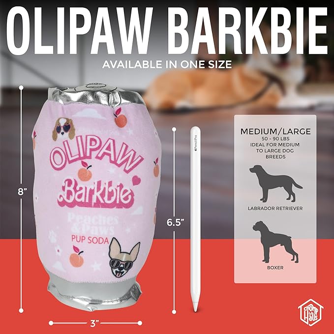 Chomp Haus Olipaw Barkbie – Luxurious Plush Dog Toy with Squeaker, Premium Fabric, Embroidered Details, Designer-Inspired Chew Toy, Fun Gift for Medium to Large Dogs & Dog Lovers