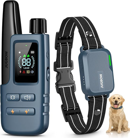 Jugbow Dog Shock Collar - 4500FT Dog Training Collar with Remote, IPX8 Waterproof Electric Dog Collar with 4 Training Modes, Security Lock, Rechargeable eCollar for 10-120lbs Dogs(DBU)