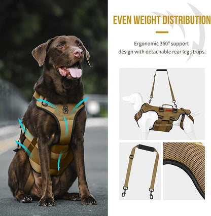 OneTigris Dog Lift Harness for Large Dogs, Dog Hip Support Brace, Full Body Lifter with Handles Invictus Multifunctional Mobility Assistance Vest for Back Legs (Brown, XL)