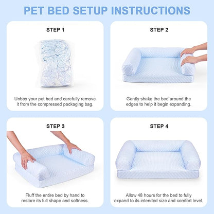 Foamio Cat Bed, Cat Beds for Indoor Cats, Summer Cooling Pet Sofa Bed, Washable Medium Pet Bed for Puppy and Small to Large Kitten with Anti-Slip Bottom, Fits Up to 65lbs Pets