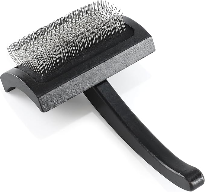 Wooden Dog Slicker Brush Cat Grooming Brush with Extra Long Pin for Long Haired Dogs Poodles Goldendoodles and Labradoodles Black