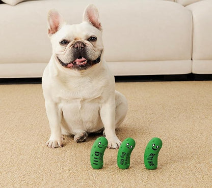 Pawdoer Squeaky Dog Toys, Soft Latex Rubber Squeaky Ball for Small Dogs Puppies, Cute Bounce Squeak Crunchy Pickle Pet Dog Toy