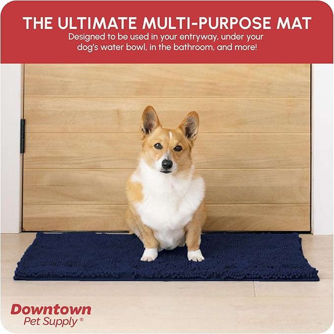 My Doggy Place Dog Mud Mat, 31" x 20" Navy Blue – Thick Microfiber Entry Rug for Snow, Mud & Salt – Absorbent, Quick-Dry, Washer-Safe & Non-Slip, Medium