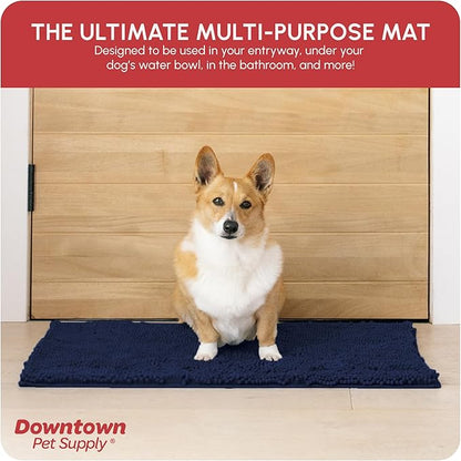 My Doggy Place Dog Mud Mat, 31" x 20" Navy Blue – Thick Microfiber Entry Rug for Snow, Mud & Salt – Absorbent, Quick-Dry, Washer-Safe & Non-Slip, Medium