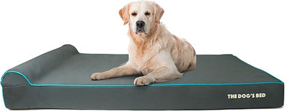 The Dog’s Bed Orthopedic Headrest Dog Bed XXXL Grey/Blue, Memory Foam, Pain Relief for Arthritis, Hip & Elbow Dysplasia, Post Surgery, Lameness, Waterproof Washable Cover, Veterinary Approved