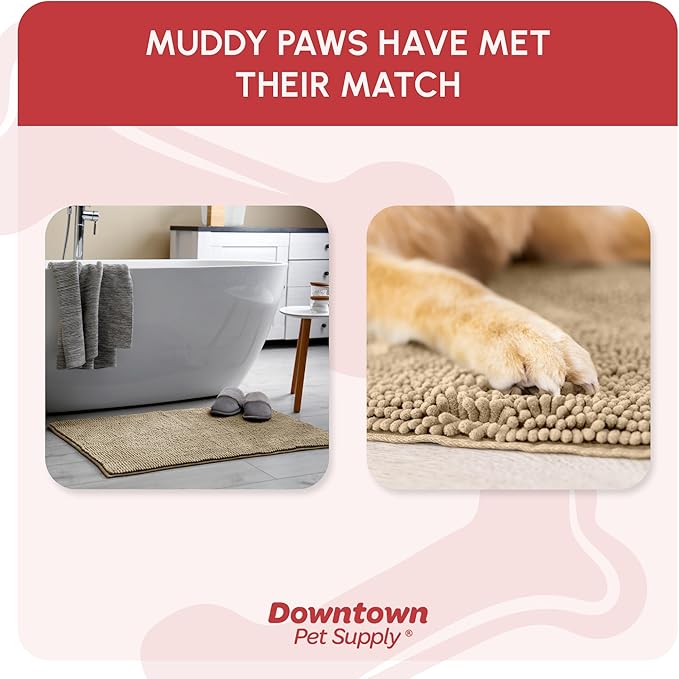 My Doggy Place Dog Mud Mat, 60" x 36" Oatmeal – Thick Microfiber Entry Rug for Snow, Mud & Salt – Absorbent, Quick-Dry, Washer-Safe & Non-Slip, X-Large