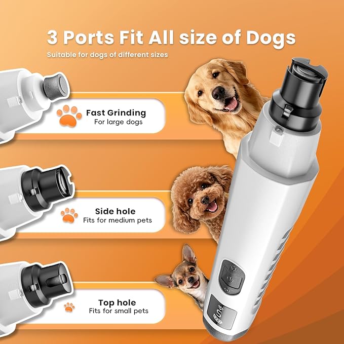 MOONEON 2026 New Silent Groom Pro Pet Nail Grinder, 5-Speed Dog Nail Grinder with Led Light, 40 db Quiet Painless Paws Grooming for Small Medium Large Dogs & Cats, USB Rechargeable