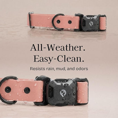 2026 New Edition, Fei & Eve PVC MagEase Dog Collar - Patented Magnetic Buckles | Fur-Safe | 450LB Escape-Proof | Adjustable Fit | Medium (Blush)
