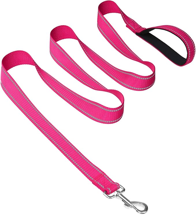 Joytale Dog Leash, 6 FT Double-Sided Reflective, Padded Handle Nylon Heavy Duty Leashes for Medium & Large Dogs Walking, Hotpink