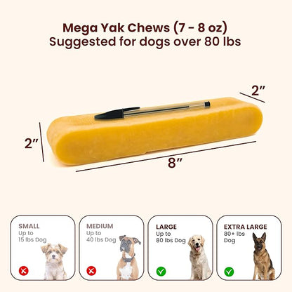 Authentic Himalayan Yak Cheese for Dogs - Mega (Pack of 1) - Sourced from Pristine Himalayan Foothill, Rawhide-Free, NO preservatives