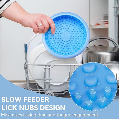 Dog Lick Bowl, Animire Freeze Lick Mat for Dogs, Non-Slip Slow Feeder Licking Bowl Enrichment Treat for Distraction Anxiety Relief, Food Grade Silicone, Dishwasher Safe(Baby Blue,XL)