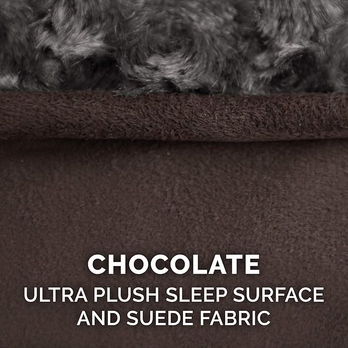 Furhaven Cooling Gel Dog Bed for Extra Large Dogs w/ Removable Washable Cover, For Dogs Up to 180 lbs - Ultra Plush Faux Fur & Suede Luxe Lounger Contour Mattress - Chocolate, Giant/XXXL