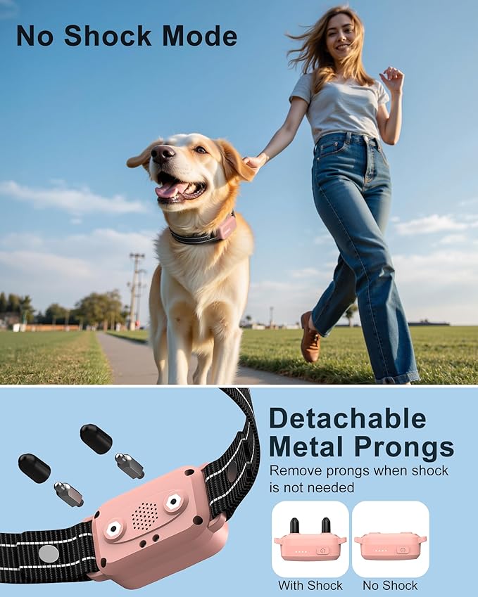 Jugbow Dog Shock Collar - 4500FT Dog Training Collar with Remote, IPX8 Waterproof Electric Dog Collar with 4 Training Modes, Security Lock, Rechargeable eCollar for 10-120lbs Dogs(Pink)
