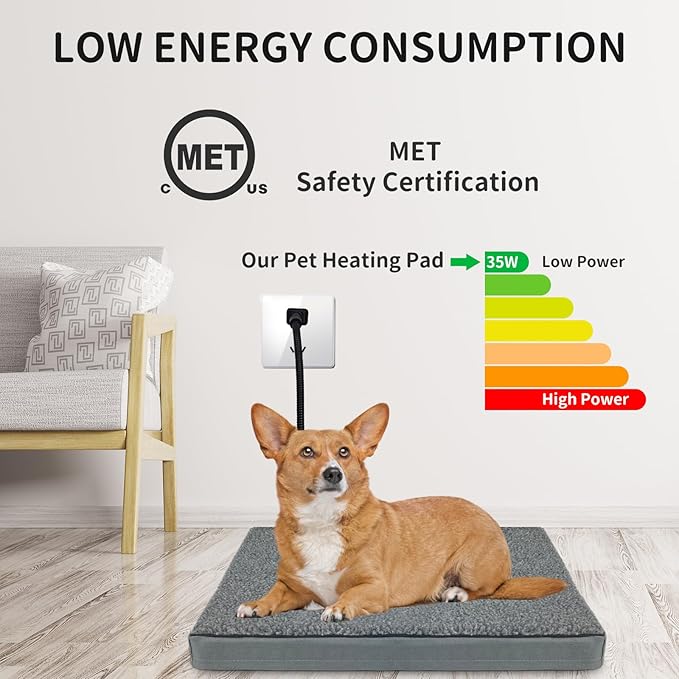 AUPETEK Heated Pet Beds for Indoor/Outdoor Cat & Dog Orthopedic Foam Warming Cat Beds Auto Temperature Control, Washable Cover with Waterproof Liner Thermo Kitty Electric Heating Bed