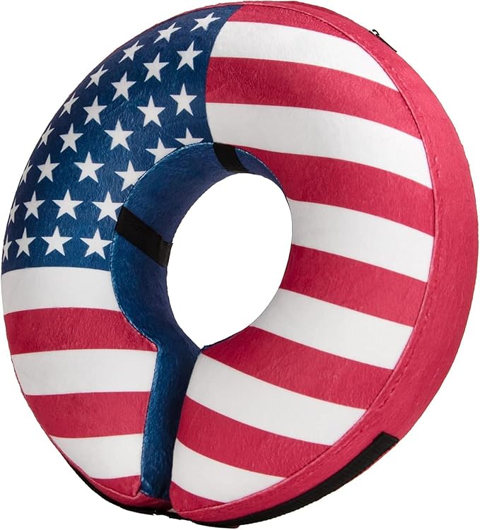 BENCMATE Inflatable Dog Cone Collar Alternative, Soft Dog Cone for Small Medium Large Dogs and Cats, Neck Recovery ECollar Donut Collar After Surgery (XXLarge, Flag)