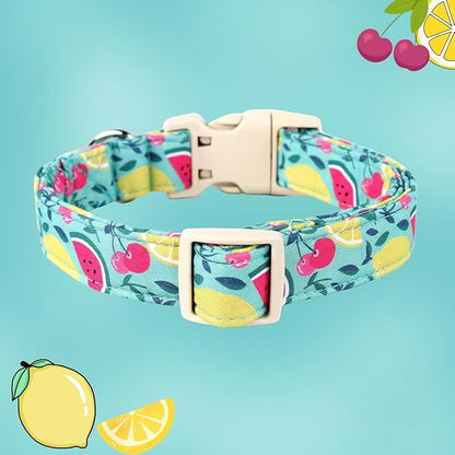 DOGWONG Cotton Dog Collar - Soft Natural Fabric Spring Summer Wedding Puppy Necklace for Small Medium Large Dogs