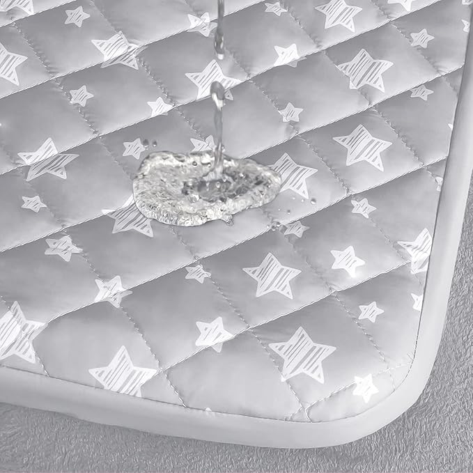 Waterproof Dog Bed Covers Replacement Washable Pet Hair Easy to Remove, Noiseless Quilted Puppy Pet Bed Cover Lovely Grey Star Print 30x20 Inches, for Dog/Cat, Cover Only