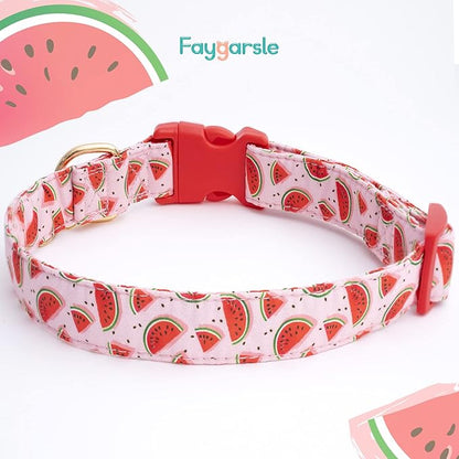 Faygarsle Cute Dog Collar for Girls Boy Dogs Soft Fancy Pet Collar with Watermelon Design Ideal Pink Summer Dog Collar for Small Medium Large Dogs L