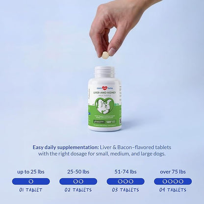 Milk Thistle for Dogs - 120 Chewable Tablets - Silymarin - Liver and Kidney Support with EPA & DHA - Detox - Liver Supplement for Dogs with Choline and L-Arginine