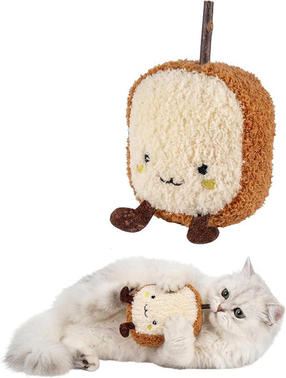 Petelligent Durable and lnteractive Cat Teething Stick Toys: Chewing Stick, Grinding Teeth Rod, and chewable Cat Doll for Your Pet's Entertainment (Bread Yellow)