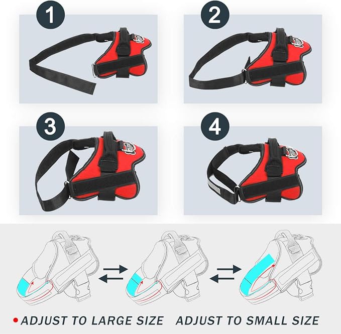 Bolux Dog Harness, No-Pull Reflective Dog Vest, Breathable Adjustable Pet Harness with Handle for Outdoor Walking - No More Pulling, Tugging or Choking (Red, S)