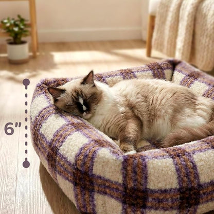 WESTERN HOME WH Dog Beds for Small Dogs & Cat, Washable Cat Bed - High Back Support Pet Sofa with Sides, Soft Small Pet Bed with Anti Slip Bottom, 20inch, Purple