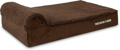 The Dog’s Bed Orthopedic Headrest Dog Bed Large Brown Plush, Memory Foam, Pain Relief for Arthritis, Hip & Elbow Dysplasia, Post Surgery, Lameness, Waterproof Washable Cover, Veterinary Approved
