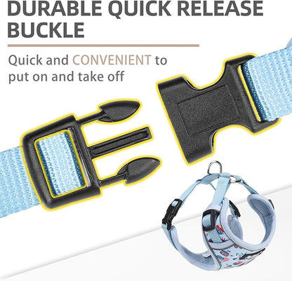PUPTECK Small Dog Harness and Leash Set, No Pull Adjustable Puppy Cat Harness, Reflective Soft Mesh Pet Vest Small Sized, American Style, S