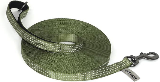 Wolfone Long Line Dog Leash with Padded Handle Army Green 10m Training Leashes Reflective Leads for Dogs Outside