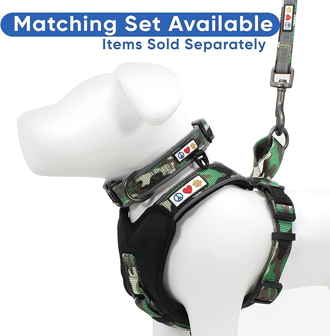 Pawtitas Camo Green Dog Leash 6 ft Custom ID Lead for Dogs & Puppies Reflective Comfortable Padded Handle Embroidered Name & Phone Number