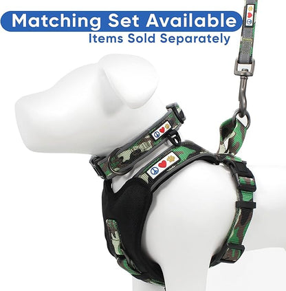 Pawtitas Camo Green Dog Leash 6 ft Custom ID Lead for Dogs & Puppies Reflective Comfortable Padded Handle Embroidered Name & Phone Number