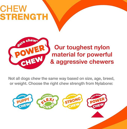 Nylabone Original Bone Power Chew Toy for Dogs, Durable Dog Toys for Aggressive Chewers, Basted Blast Bacon & Chicken Flavor, Medium - Up to 35 lbs, 2 Pack