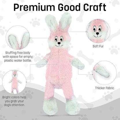 FGA MARKETPLACE Pink Rabbit Dog Toy Flat NO Stuffing NO Squeak, Funny Style Will Entertain Your Pet for Hours, Recommended for Small and Medium Dog 21 INCH Long