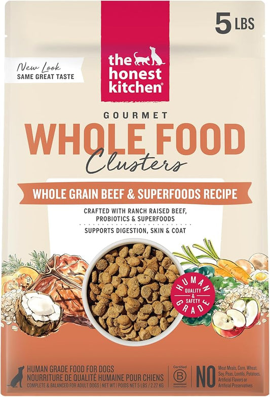 The Honest Kitchen Human Grade Whole Food Clusters Whole Grain Beef & Oat Dry Dog Food, 5 lb Bag