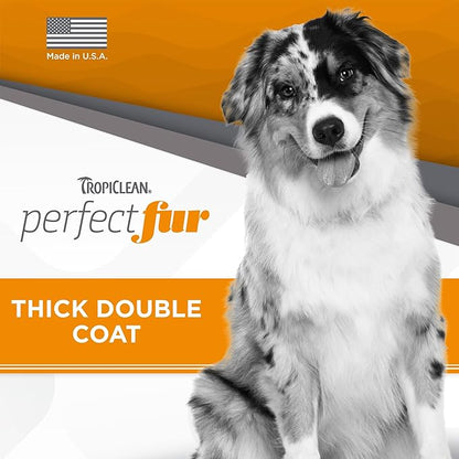 TropiClean Perfect Fur Detangling and Deshedding Dog Shampoo for Breeds with Thick Double Coats, Natural Moisturizing Shampoo, Puppy Safe, 16oz.