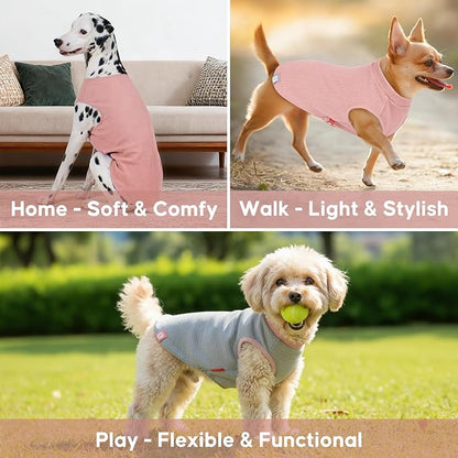 KYEESE 2Pack Dog Shirts Waffle for Small Dogs Stretchy T-Shirts Lightweight Tank Top Sleeveless Dog Vest Breathable Cat Shirt, Small, Pink+Grey