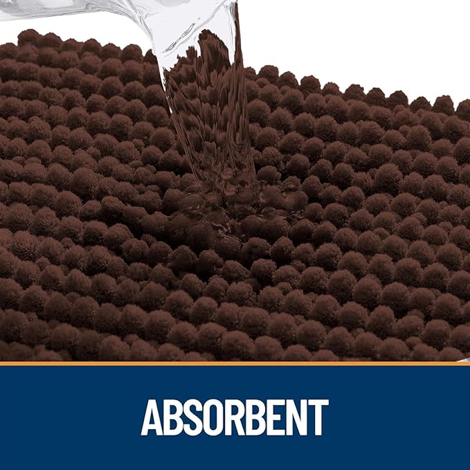 OLANLY Dog Door Mat for Muddy Paws 30x20, Ultra Absorbent Chenille Mud Doormat, Non-Slip Washable and Dirt Trapping Doormat for Indoor Entryway, Quick-Dry Indoor Pet Bed Mats for Dogs, Brown