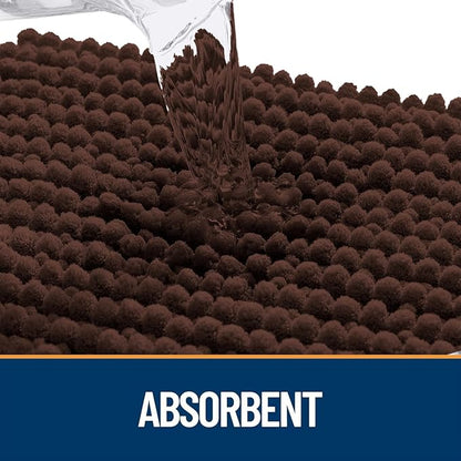 OLANLY Dog Door Mat for Muddy Paws 30x20, Ultra Absorbent Chenille Mud Doormat, Non-Slip Washable and Dirt Trapping Doormat for Indoor Entryway, Quick-Dry Indoor Pet Bed Mats for Dogs, Brown