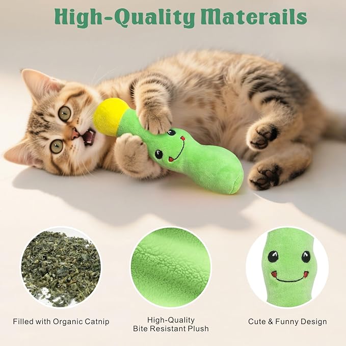 Otunrues Catnip Cat Toys Cactus Crinkly Sound 5 Pack Interactive Chew Kitten Cat Toys for Indoor Cats Exercise Cat nip Toy to Stimulate Play & Reduce Boredom
