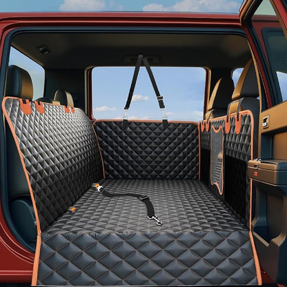 Back Seat Extender for Dogs,Dog Car Seat Cover for Back Seat with Hard Bottom Holds 500 lbs,Car Seat Protector,Waterproof Extender for Dogs,Pet Bed for Full Size F150/RAM1500/Silverado Crew Cab Pickup