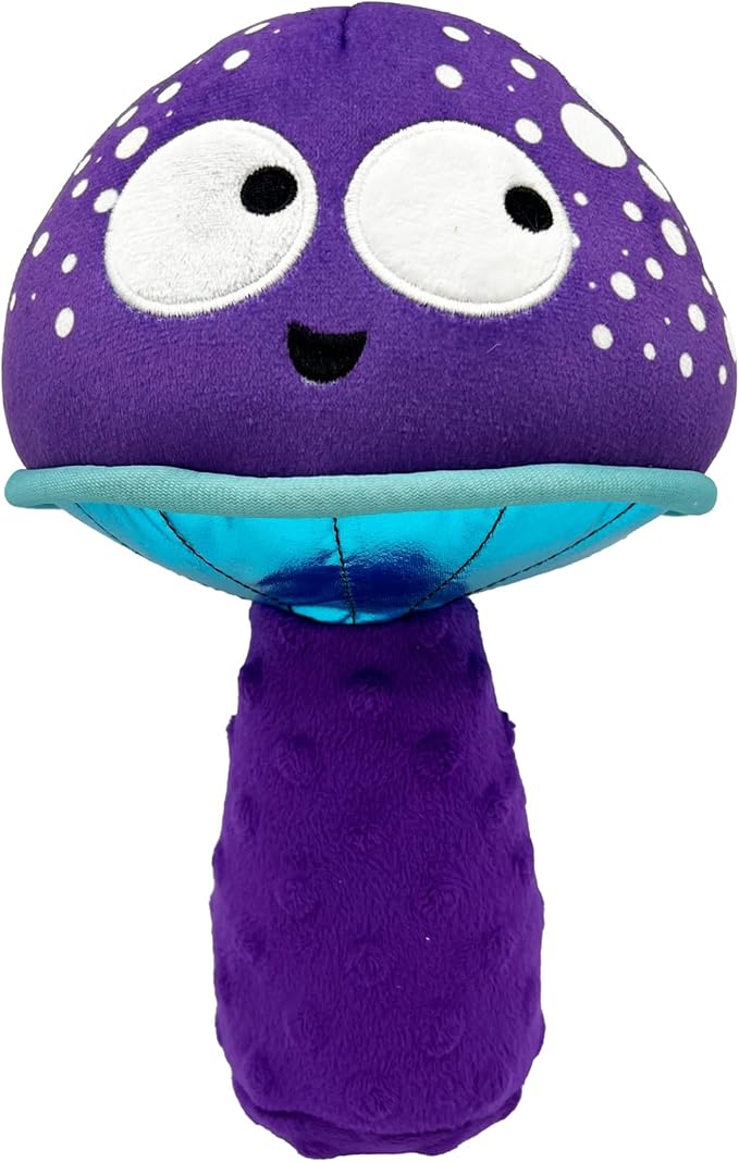Huxley & Kent for Dogs | Mellow Mushroom (Small) | Funny Dog Toy | Power Plush Dog Toy with Squeaker | Dog Gift | Fun, Durable | H&K Squeaky Dog Toy, Purple, Blue