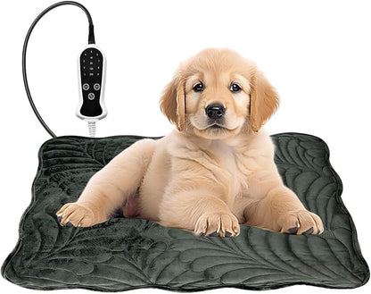 Quwzayail Pet Heating Pad for Cats Waterproof 9 Gears and time Settings Switch, Adjustable Heated Cat Bed, Adding Wire Rope Wires Cat Warming(22.0" L x 18.0" W x 0.5" Th, Dark Grey)