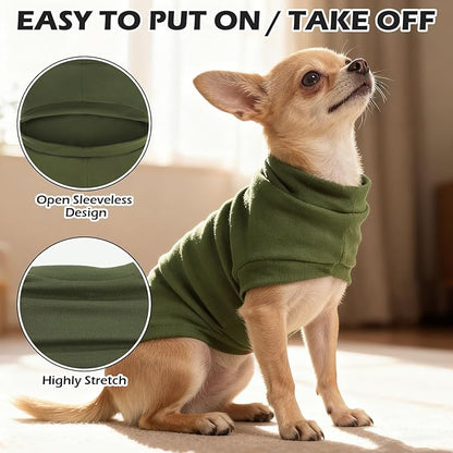 EXPAWLORER Soft Cat Sweater - Sweaters for Cats Only Warm Kitten Clothes, Fall and Winter Pet Coat Pullover Design, Fleece Sweatshirt Clothing Also for Puppy Small Dogs, Army Green L