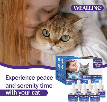 WEALLIN 6 Pack Cat Calming Diffuser Refills - Cat Pheromones Calming Diffuser Refill Relieve Anxiety & Stress 6 Month Supply, Cat Pheromone Diffuser Refills (Fits All Common Diffuser Heads)